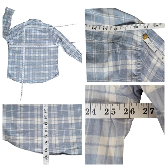 Faherty Ventura Light Blue Plaid Sport Shirt Cotton Stretch Mens Button … - Picture 14 of 16